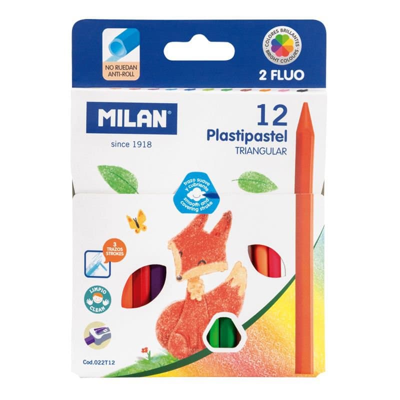 MILAN Vaxlitir 12 stk í pk, þríhyrndir  1