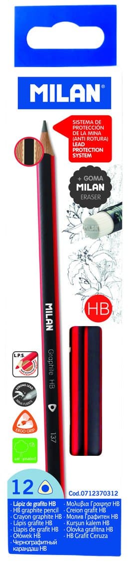 MILAN HB blýantar með strokl 12 stk 1
