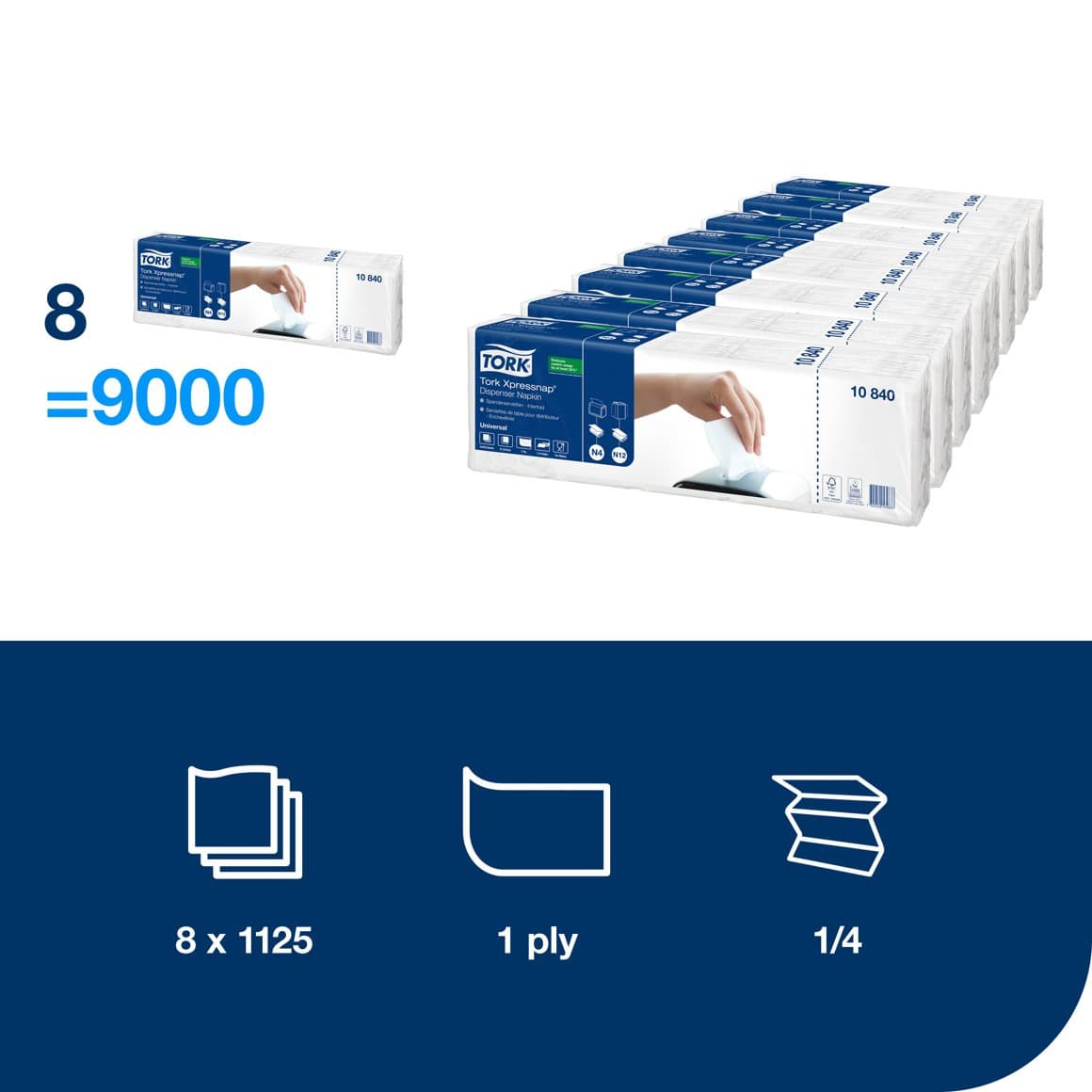 Tork Xpressnap 1l Hvítar 1125 stk E N4/N12 2
