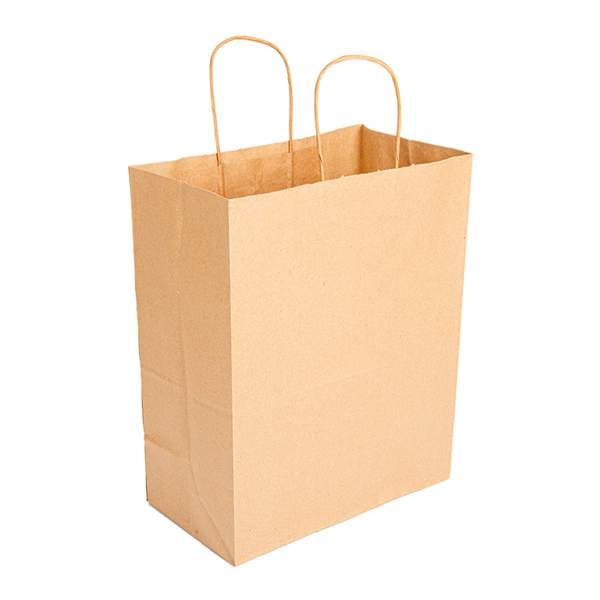Burðarpoki pappír brúnn m/höldum 12l 250stk