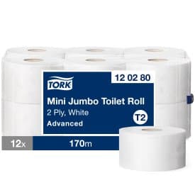 Tork WC pappír Júmbó Mini hv. 2l, 170m 12rl T2 1