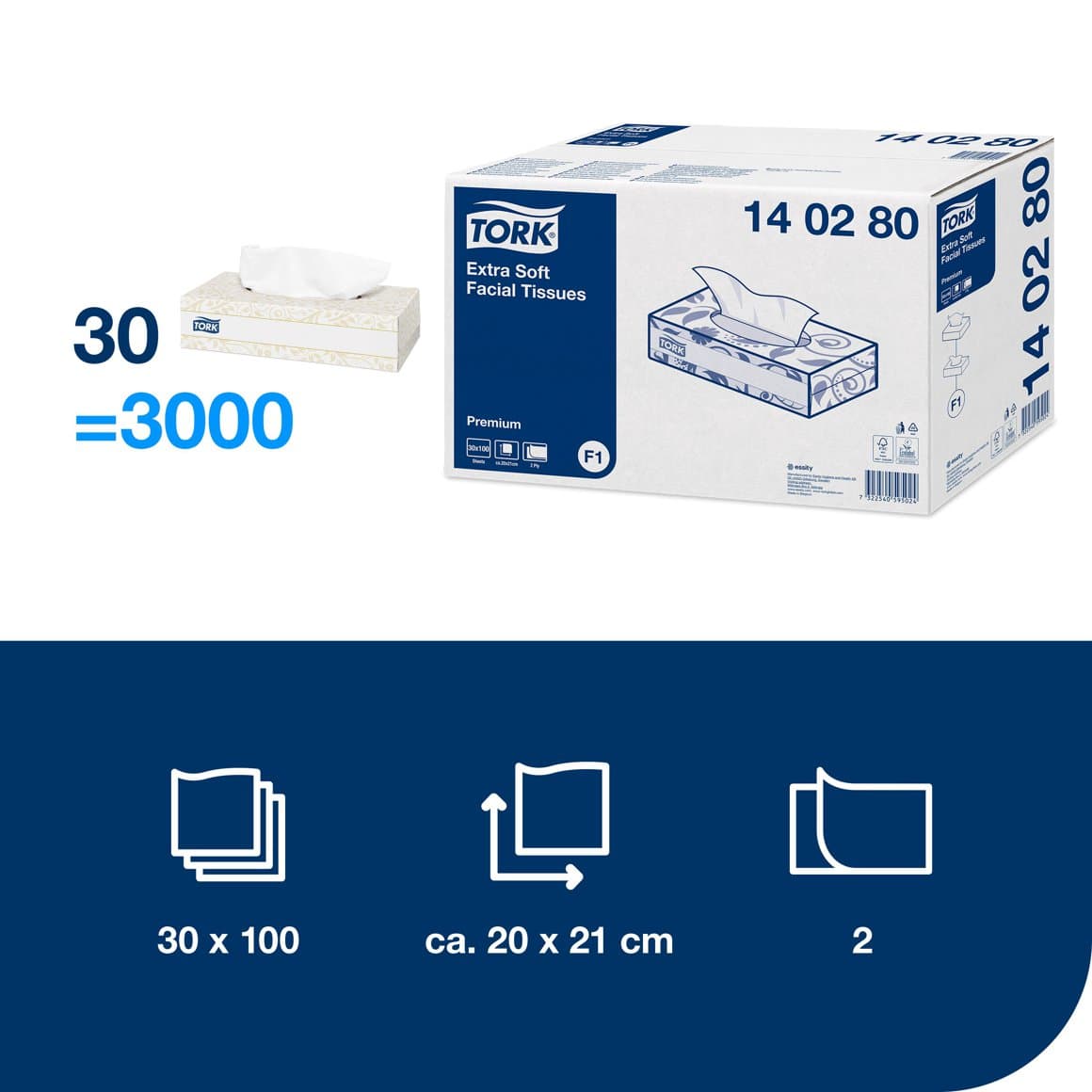 Tork Tissue 2l, 100stk E F1 3