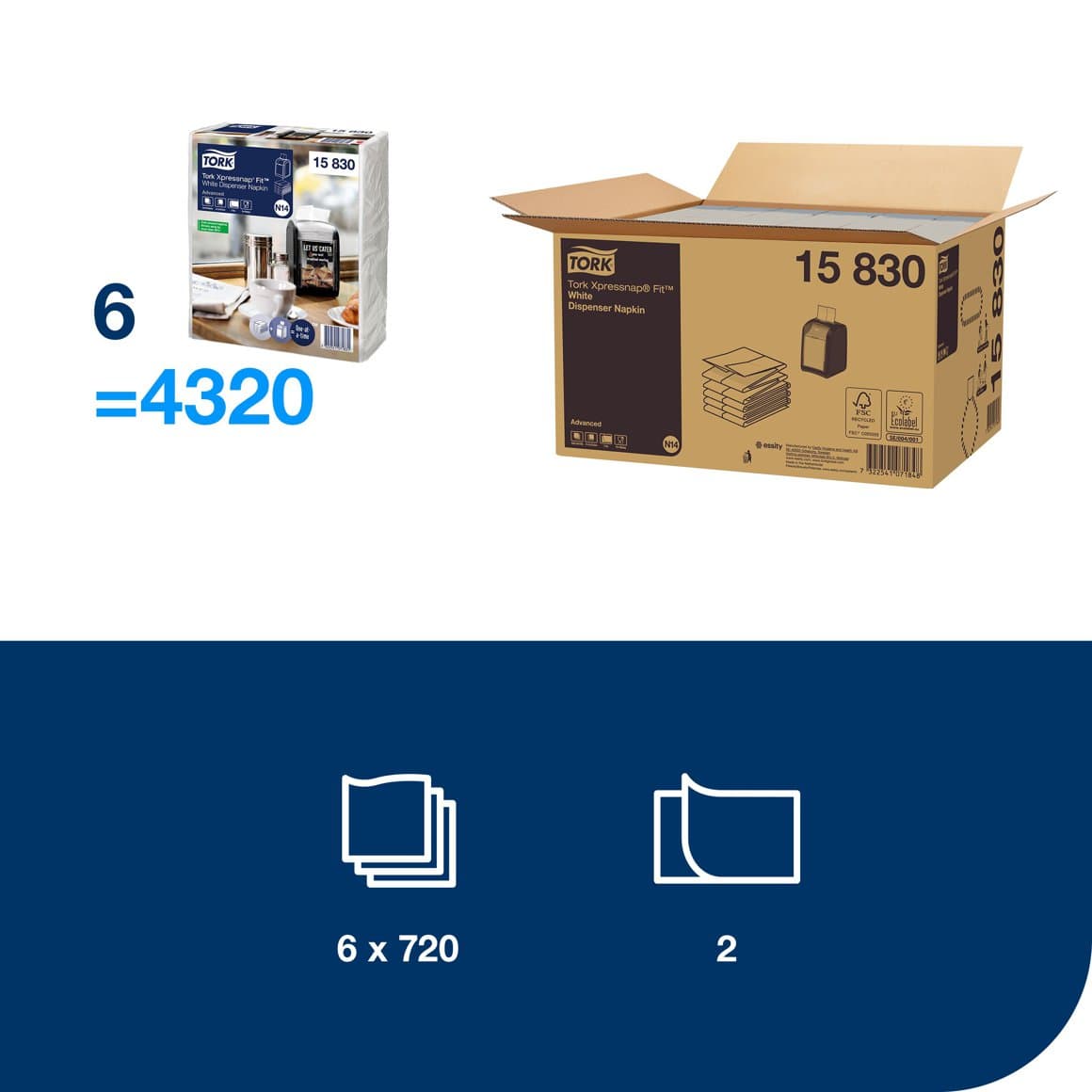 Tork Xpressnap serv. 720 stk N14 2