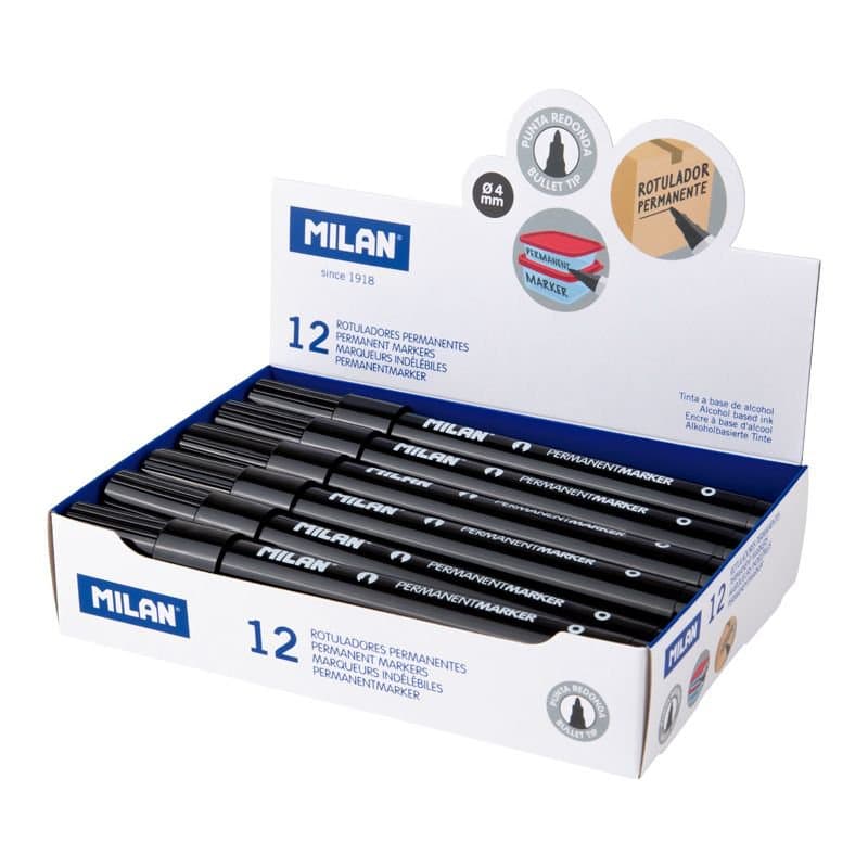 MILAN merkitússpenni 4mm svartur 12stk í pk 1