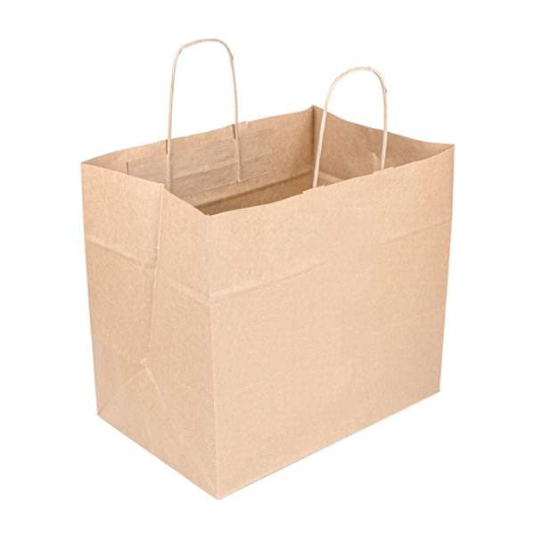 Burðarpoki pappír brúnn m/höldum 19l 250stk