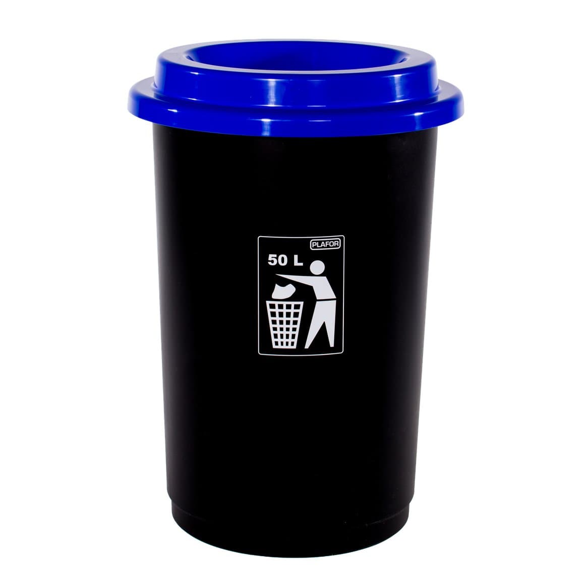 Plafor flokkunarfata Eco 50l, svört með bláu loki 1