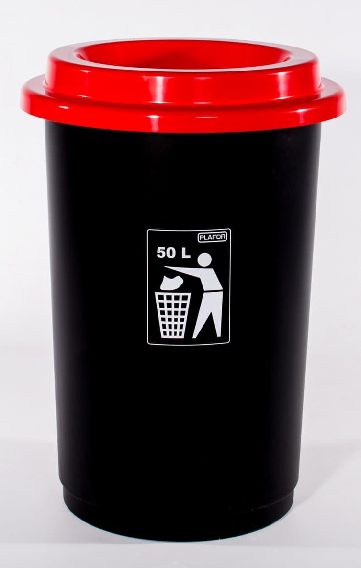 Platfor flokkunarfata Eco 50l, svört með rauðu lok 1
