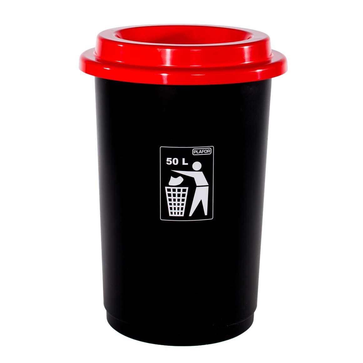 Plafor flokkunarfata Eco 50l, svört með rauðu lok 1