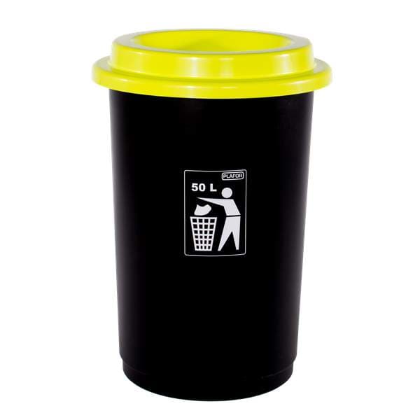 Plafor flokkunarfata Eco 50l, svört með grænu lok