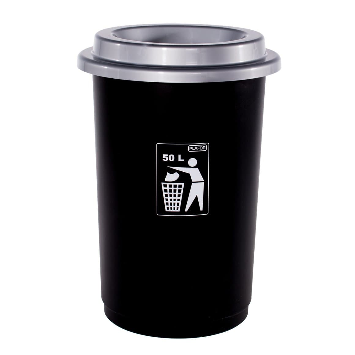 Plafor Flokkunarfata Eco 50l, svört með gráu loki 1