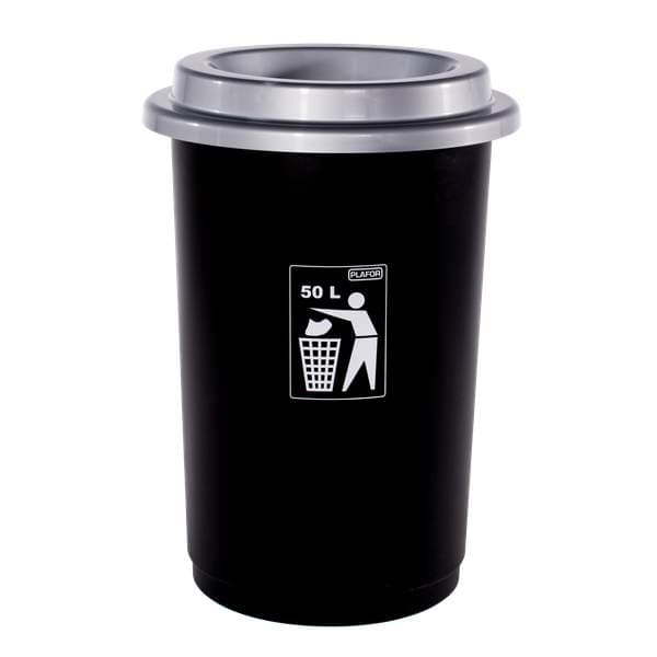 Plafor Flokkunarfata Eco 50l, svört með gráu loki