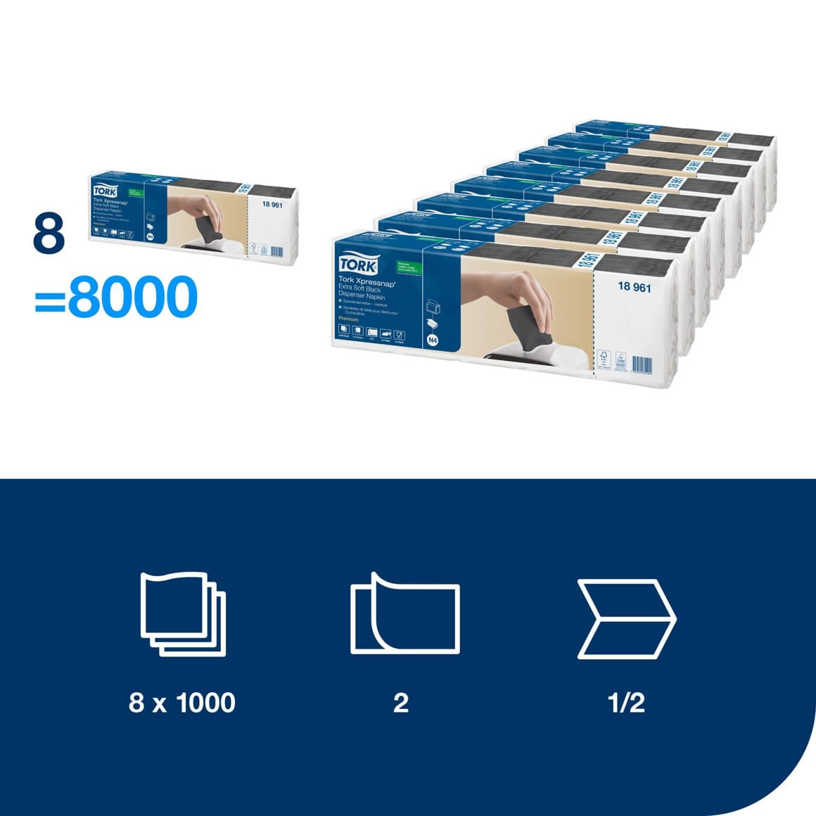 Tork Xpressnap X Soft svartar 1000 stk N4/N12 2