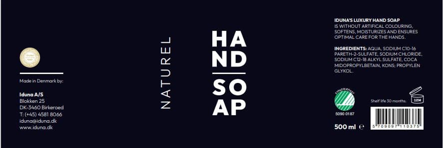 Handsápa naturel ilmefnalaus 500 ml S m. dælu 3