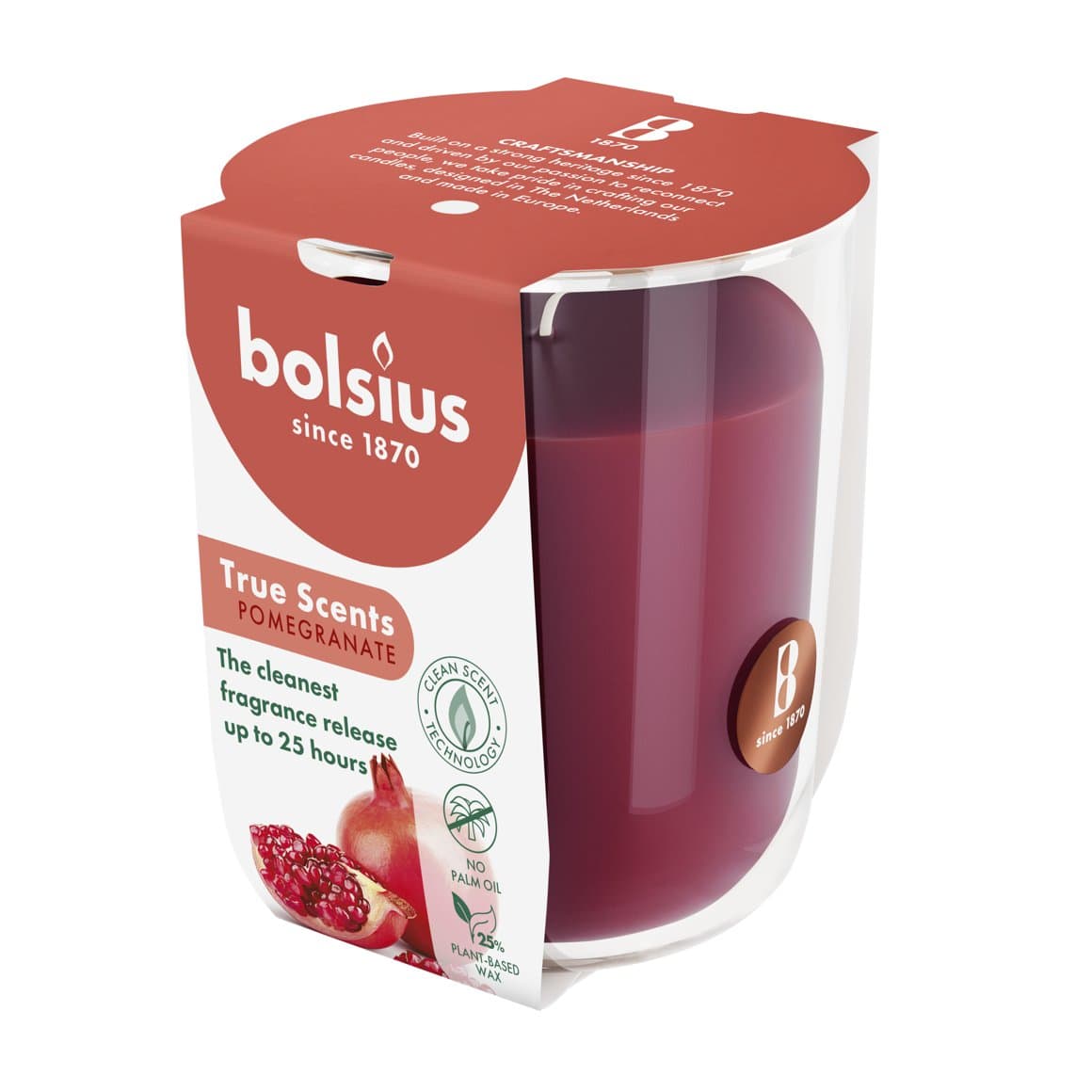 Bolsius ilmkerti True scents í glasi small pomegranate  2