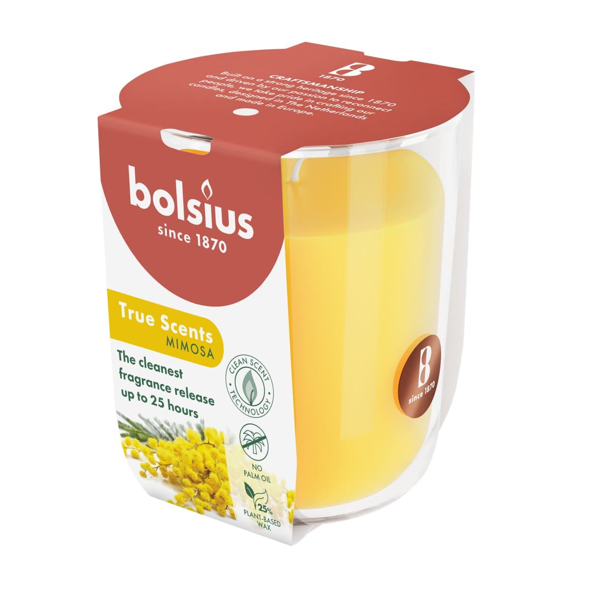 Bolsius ilmkerti True scents í glasi small mimosa 2