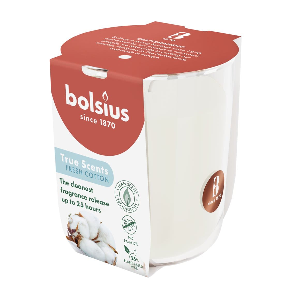 Bolsius ilmkerti True scents í glasi small fresh cotton 2