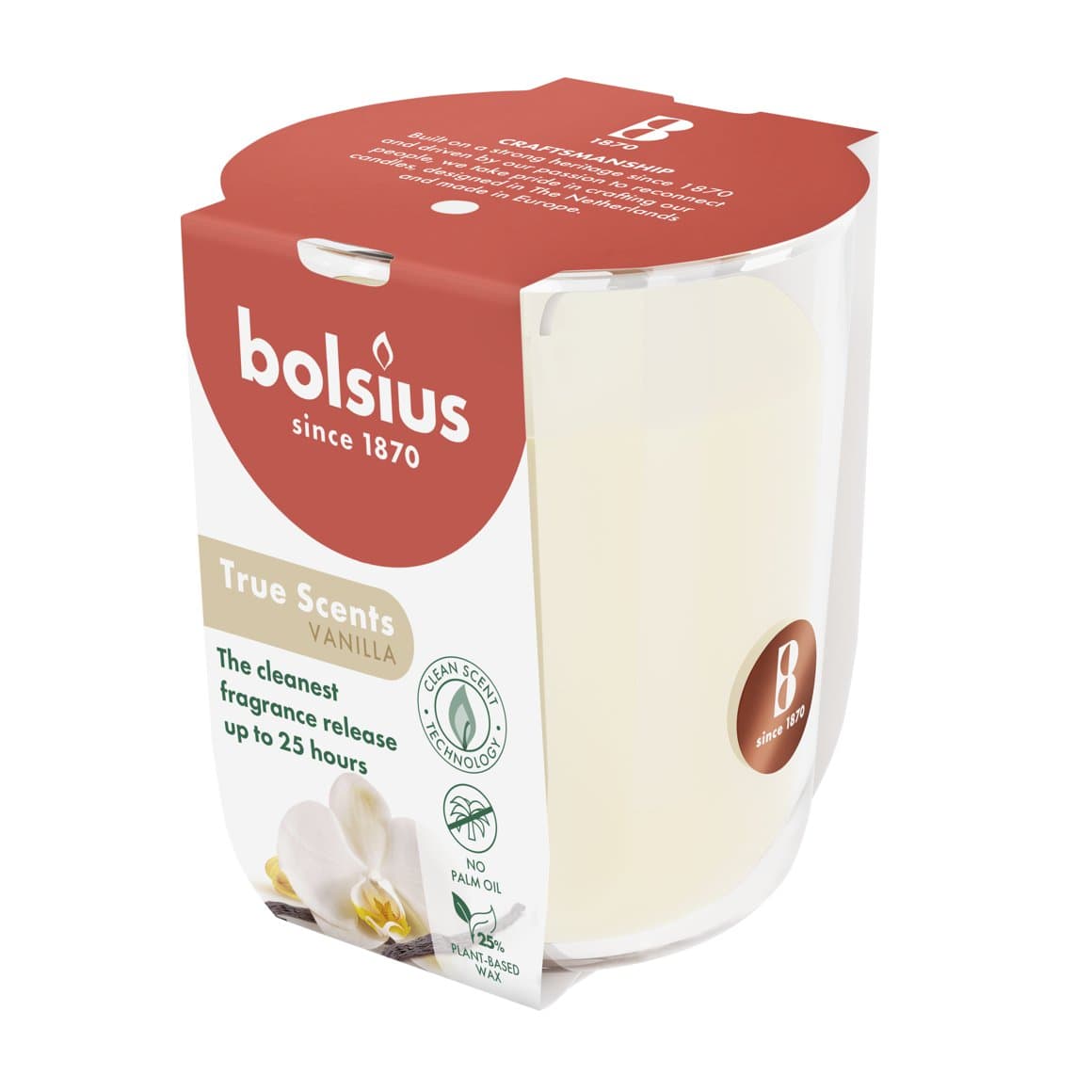 Bolsius ilmkerti True scents í glasi small vanilla 2