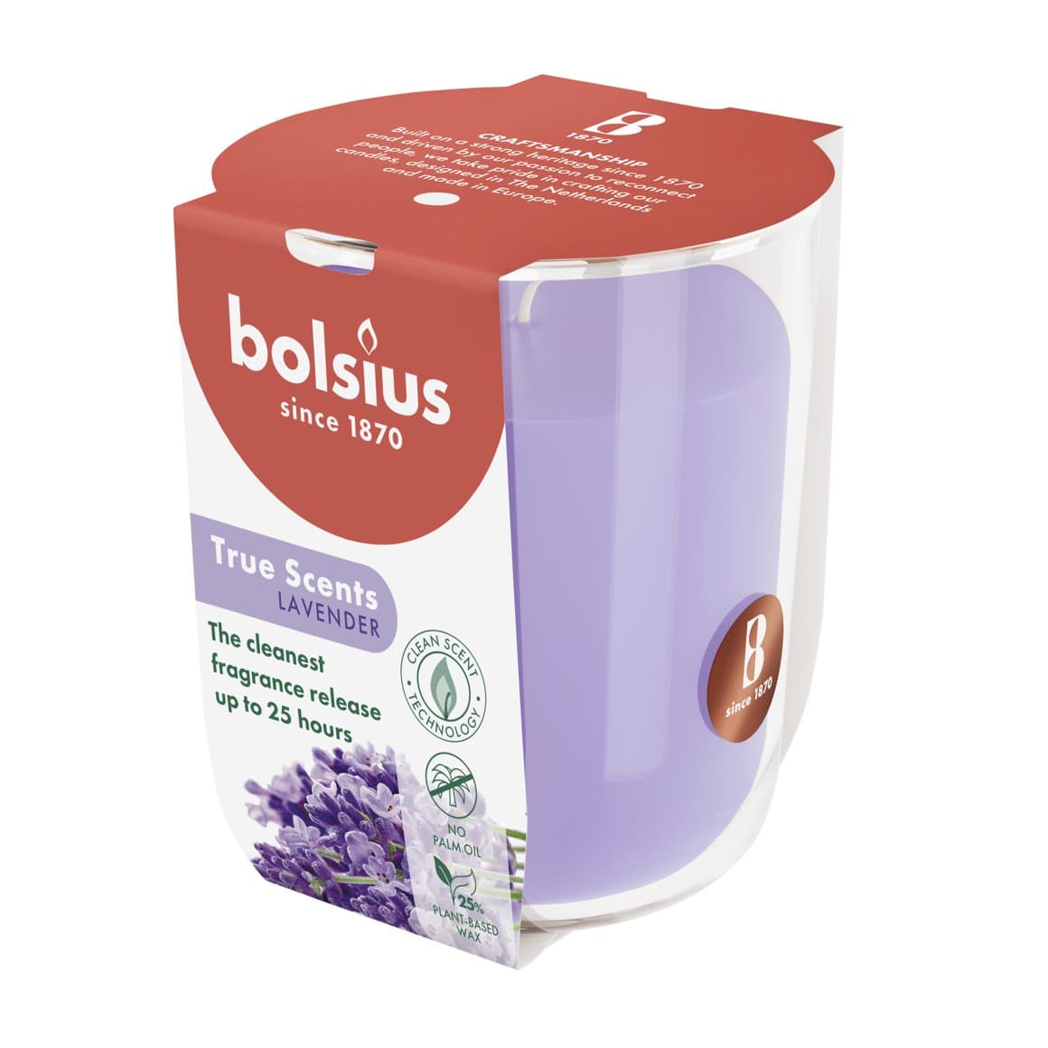 Bolsius ilmkerti True scents í glasi small lavender 2