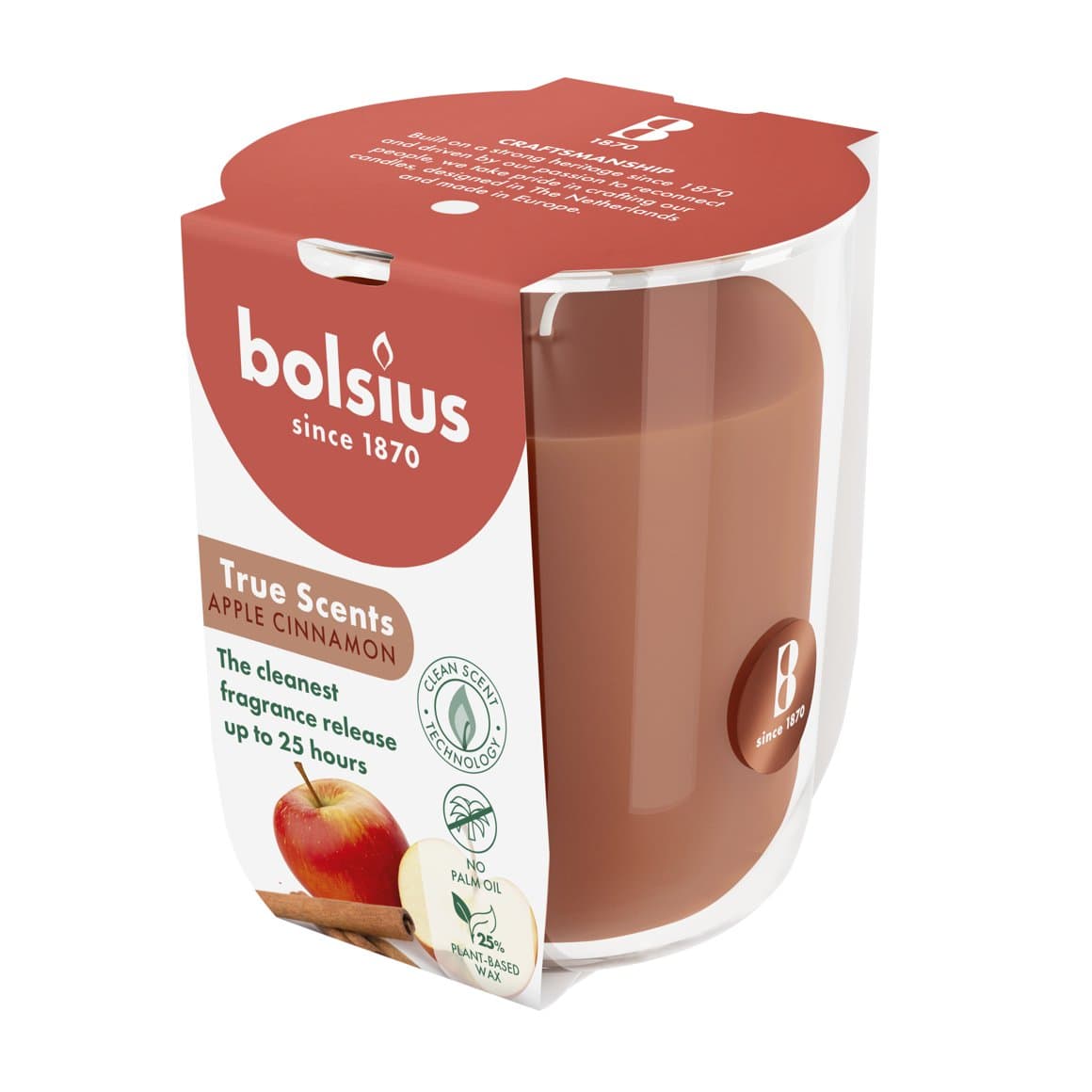 Bolsius ilmkerti True scents í glasi small apple cinnamon 2