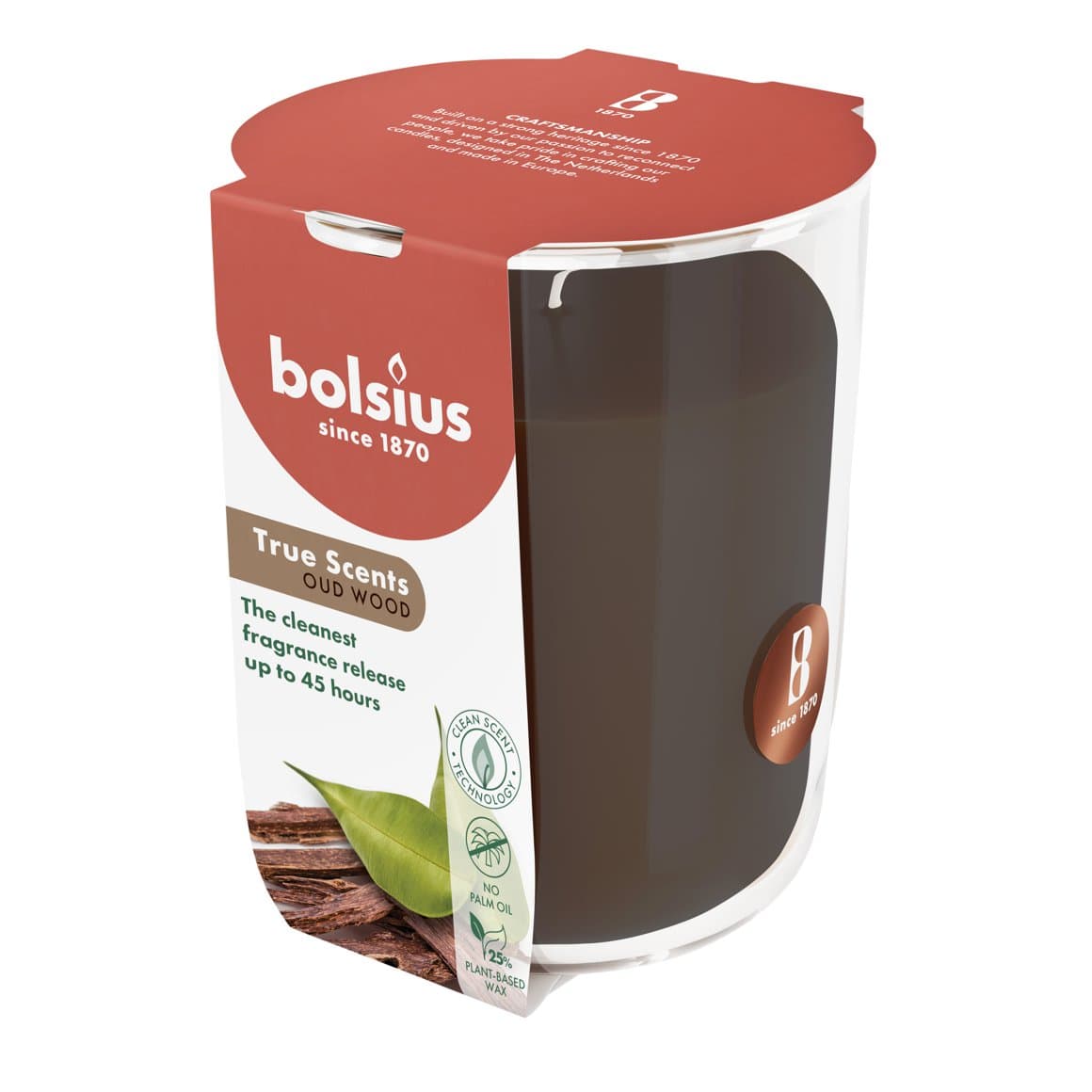 Bolsius ilmkerti True scents í glasi large old wood 2