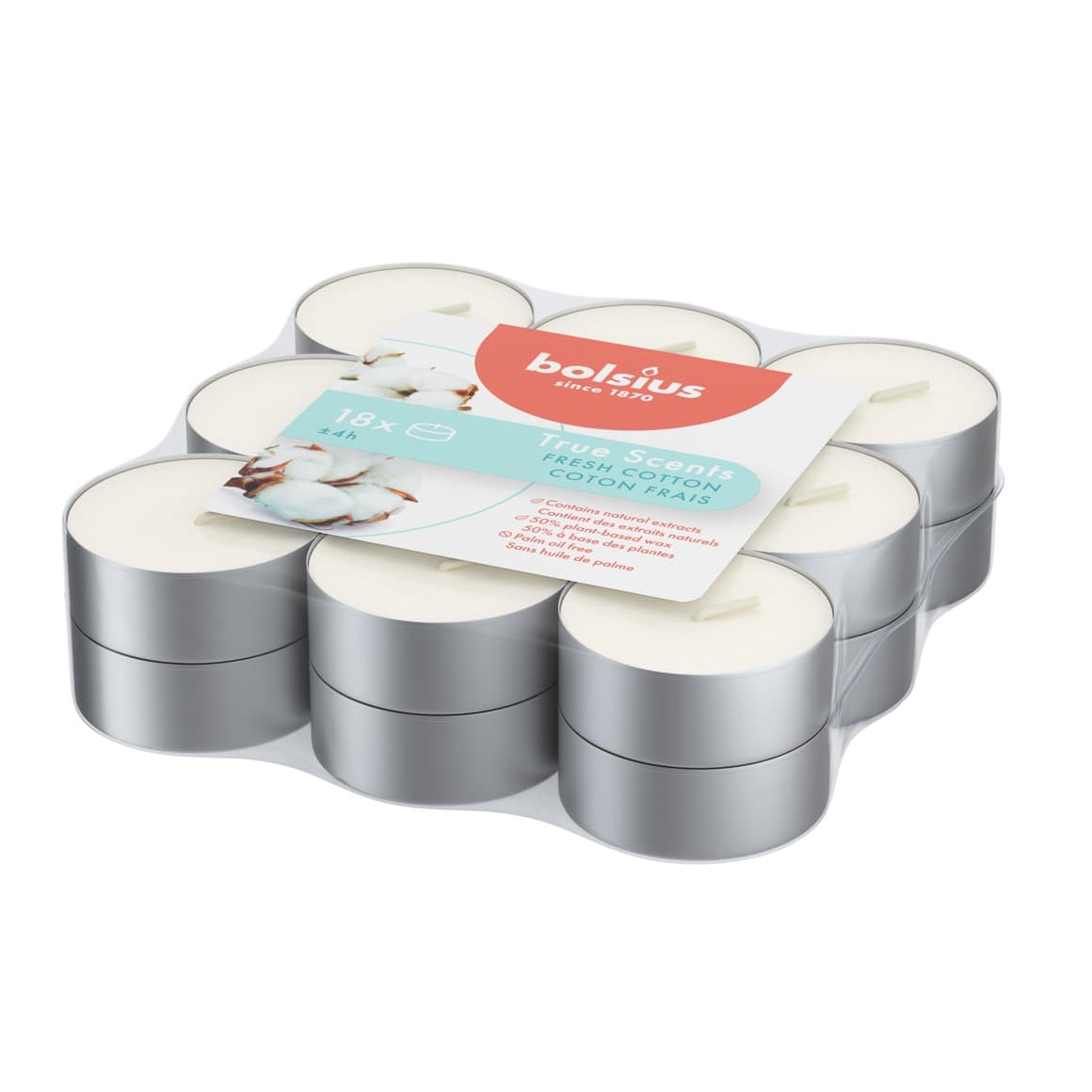 Bolsius ilmteljós True scents fresh cotton 18stk 1