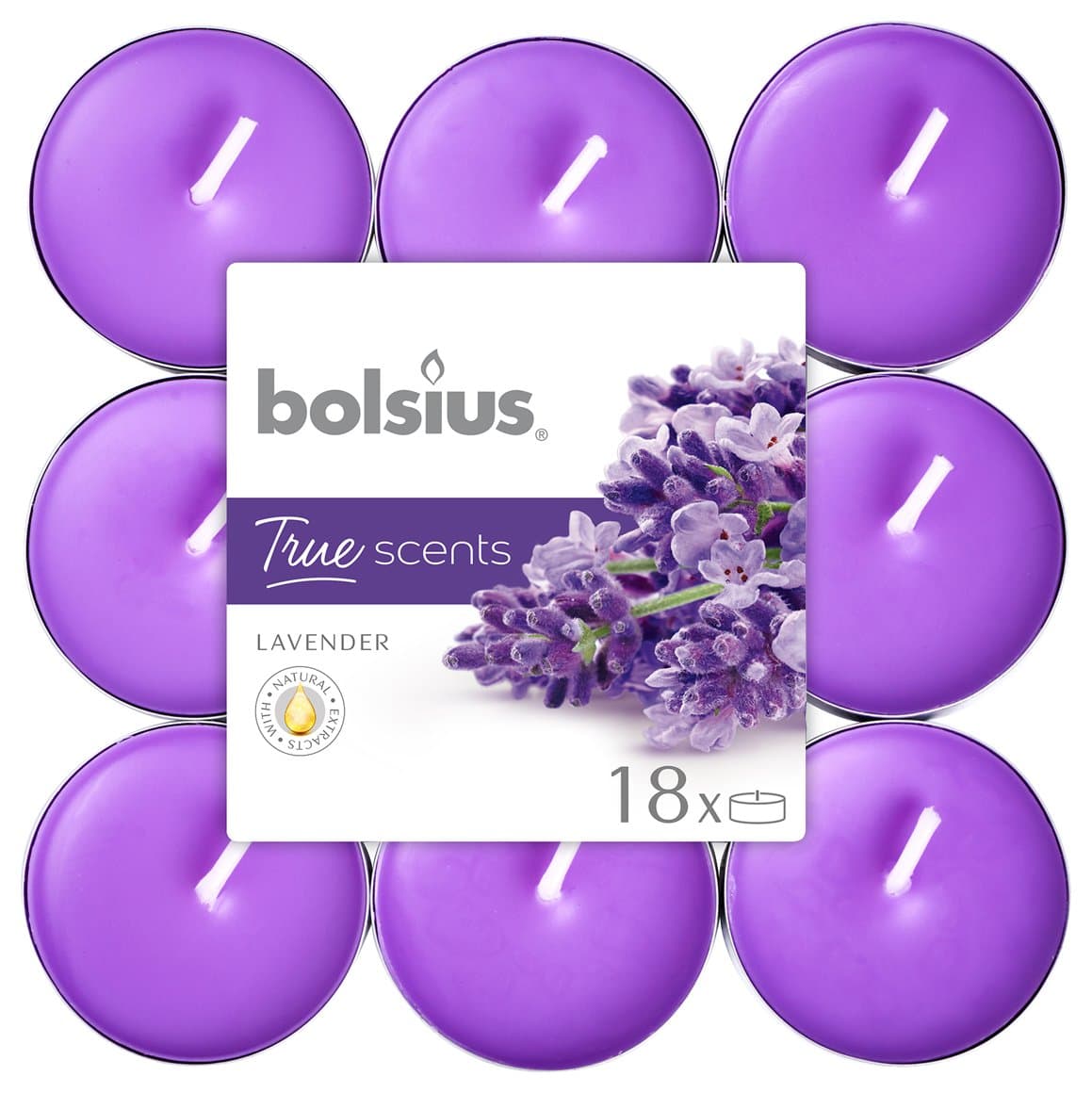 Bolsius ilmteljós True scents lavender 18stk 1