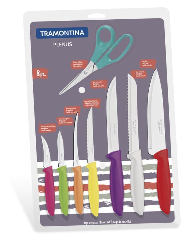 Tramontina hnífasett 7 hnífar og skæri blandaðir litir 2