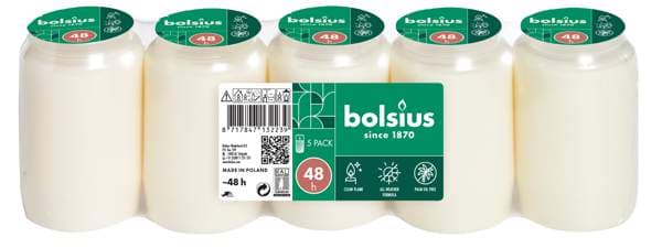 Bolsius leiðiskerti hvít 48klst 5stk