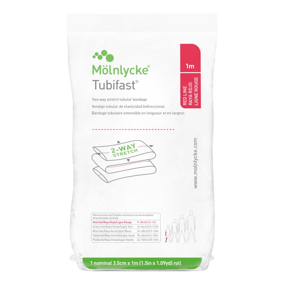 Mölnlycke Tubifast Rautt 3,5cm x 1m 2