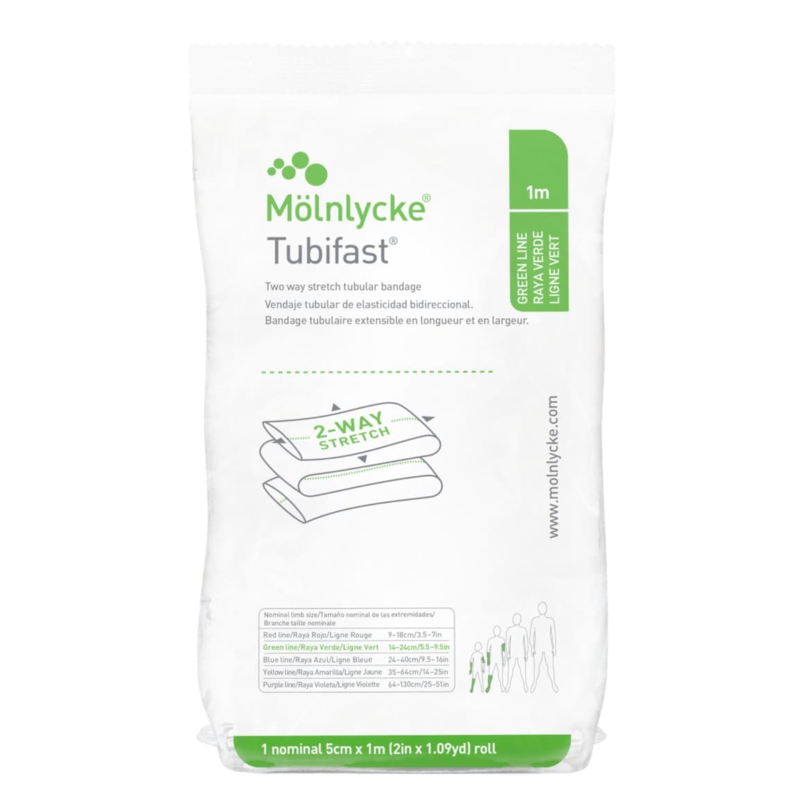 Mölnlycke Tubifast Grænt 5cm x 1m 2