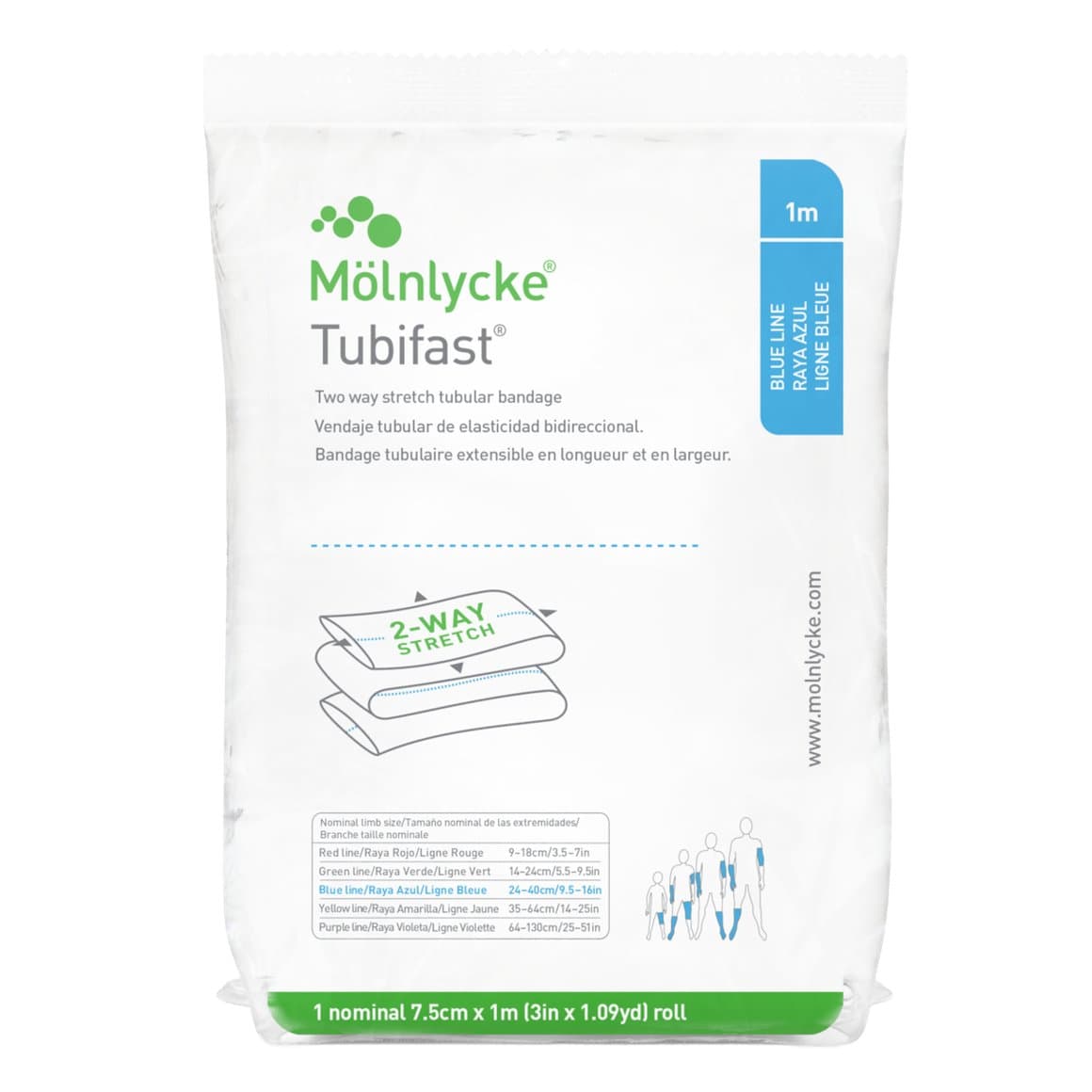 Mölnlycke Tubifast Blátt 7,5cm x 1m 2