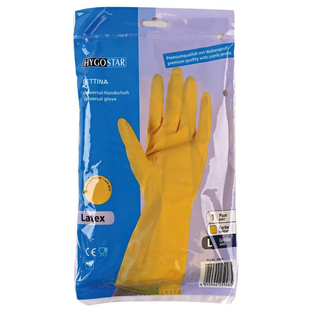 Hanskar uppþvotta latex gulir 8/M 2