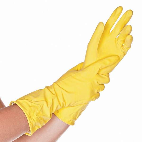 Hanskar uppþvotta latex gulir 7/S