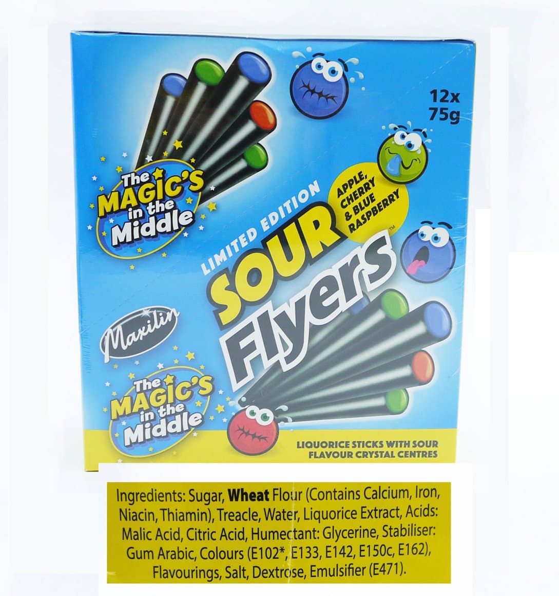 Maxilin lakkrís flyers súrt 75gr 1