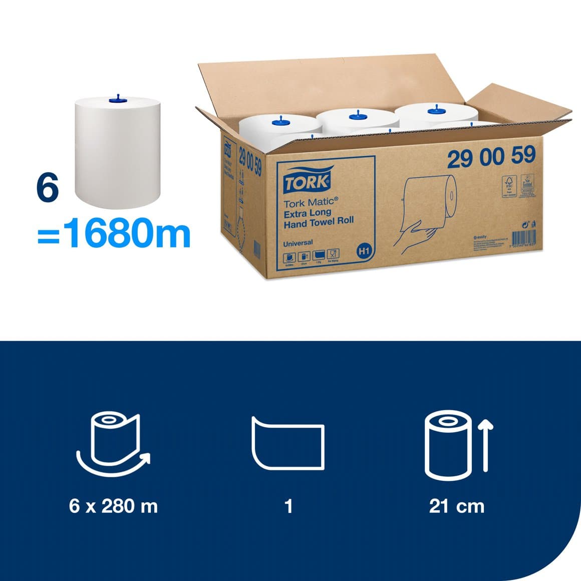 Tork Matic® handþ. 21cm f/ sk. 280m 6rl H1 2