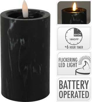 LED kerti 12,5cm svart marmara 1