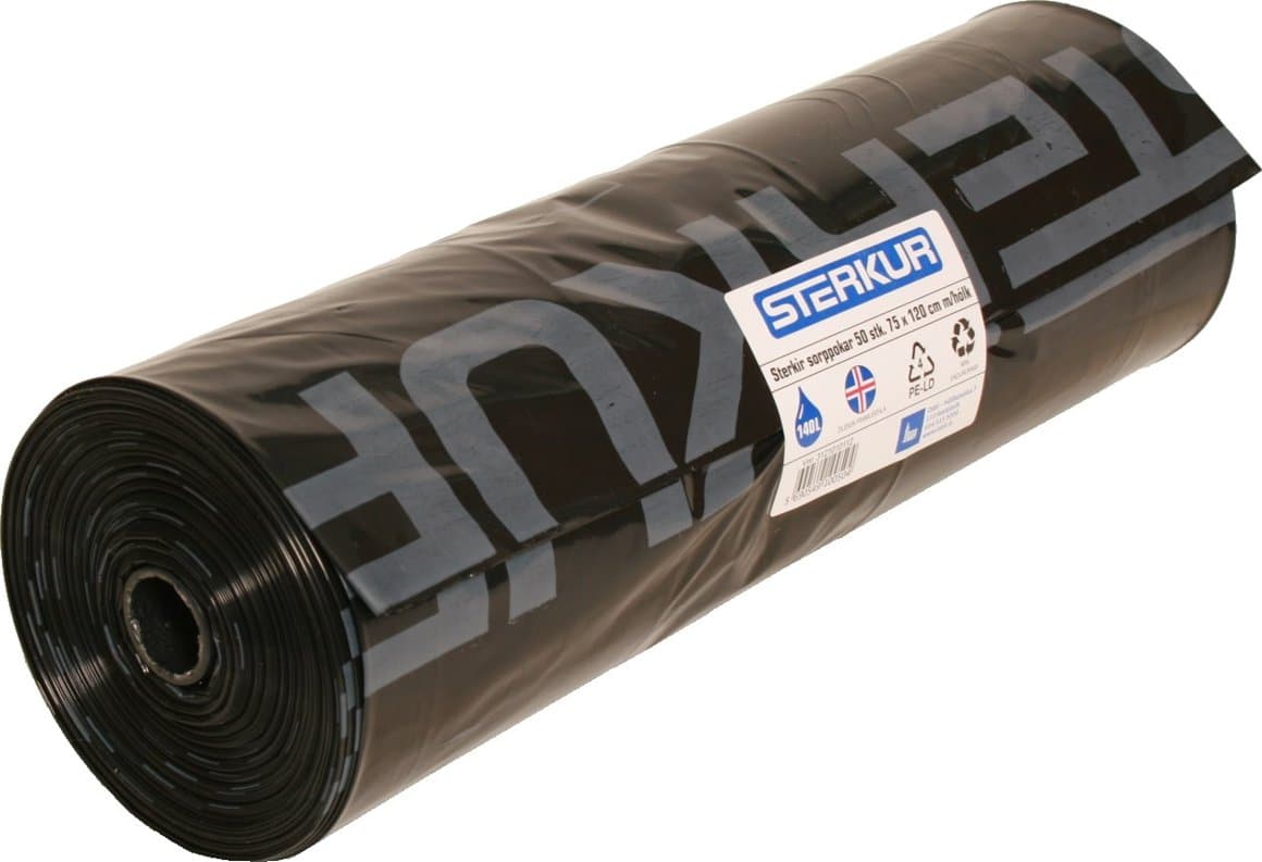 Sorppoki 75x120cm svartur 50 my m/hólk 50stk 1