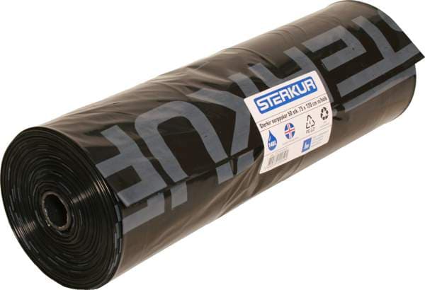 Sorppoki 75x120cm svartur 50 my m/hólk 50stk