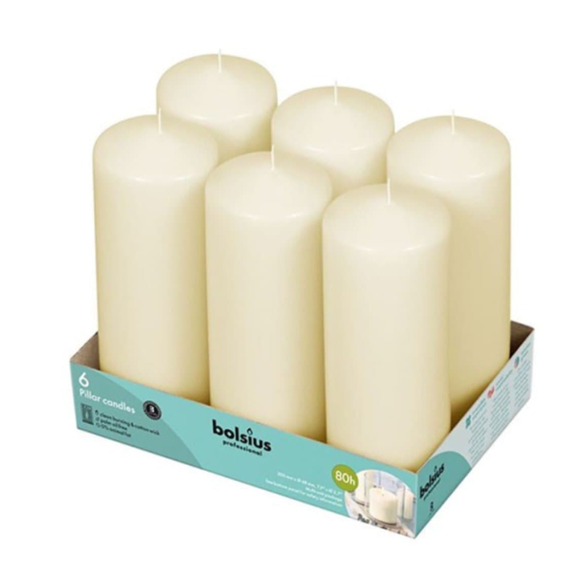 Bolsius kerti ivory 20x7cm 6stk 1