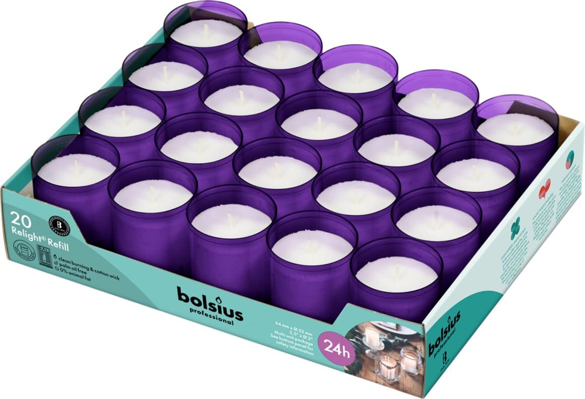 Bolsius kertafyllingar f, stjaka fjólublá 20stk 1
