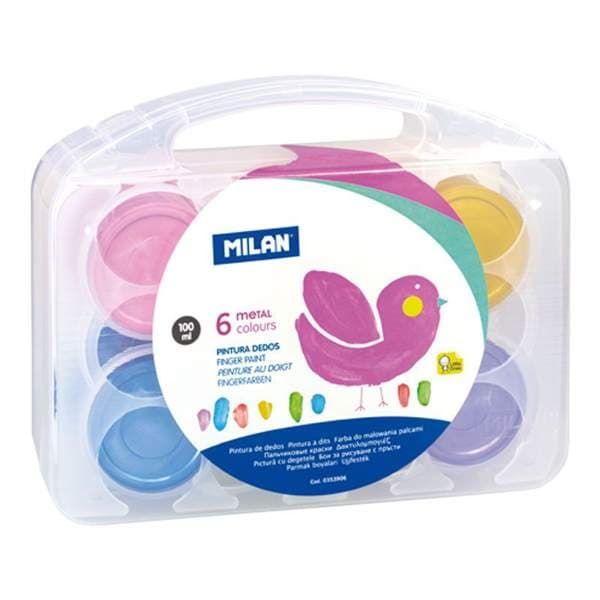 Milan fingramálning metal litir 6x100ml 