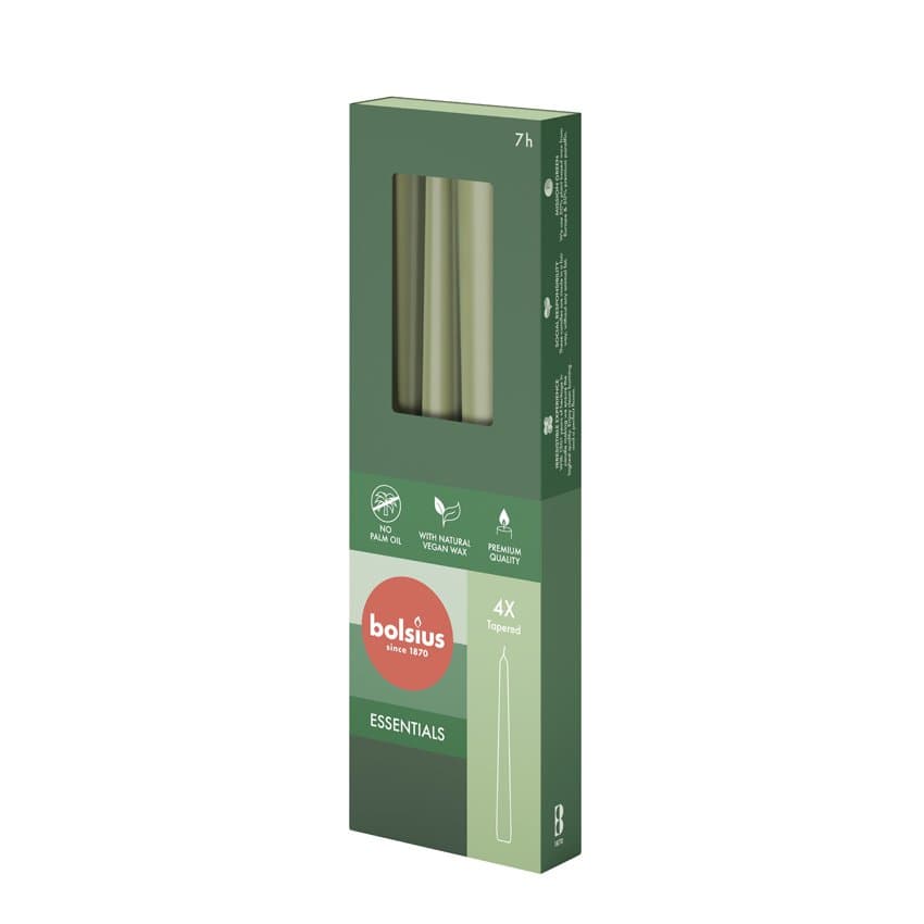 Bolsius kerti 24,5cm Fresh olive 7klst 4stk 1