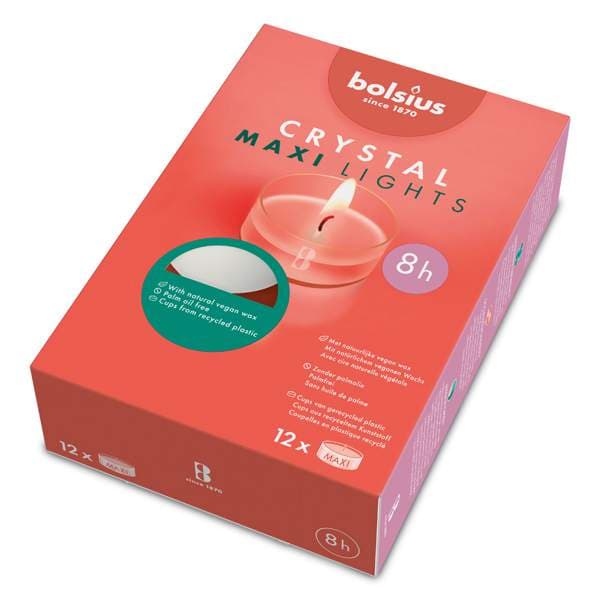 Bolsius teljós stór glær hulstur 8klst 12stk