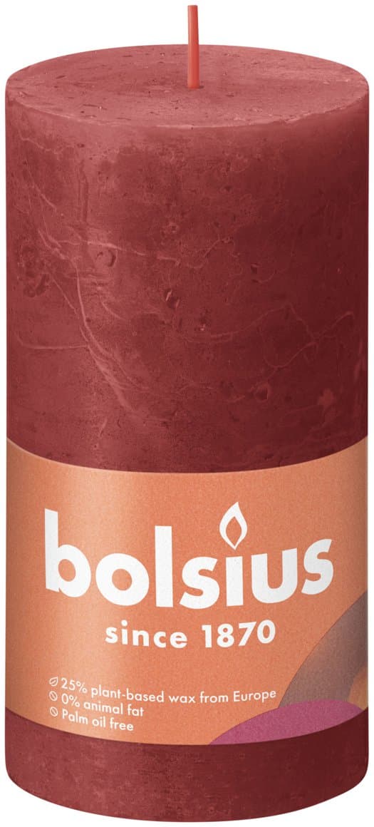 Bolsius kerti rautt 13x7cm rustic 1