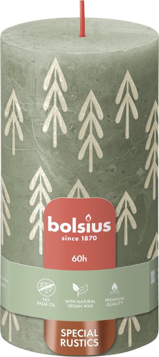 Bolsius kerti Fresh olive með skrauti 13x7cm 1