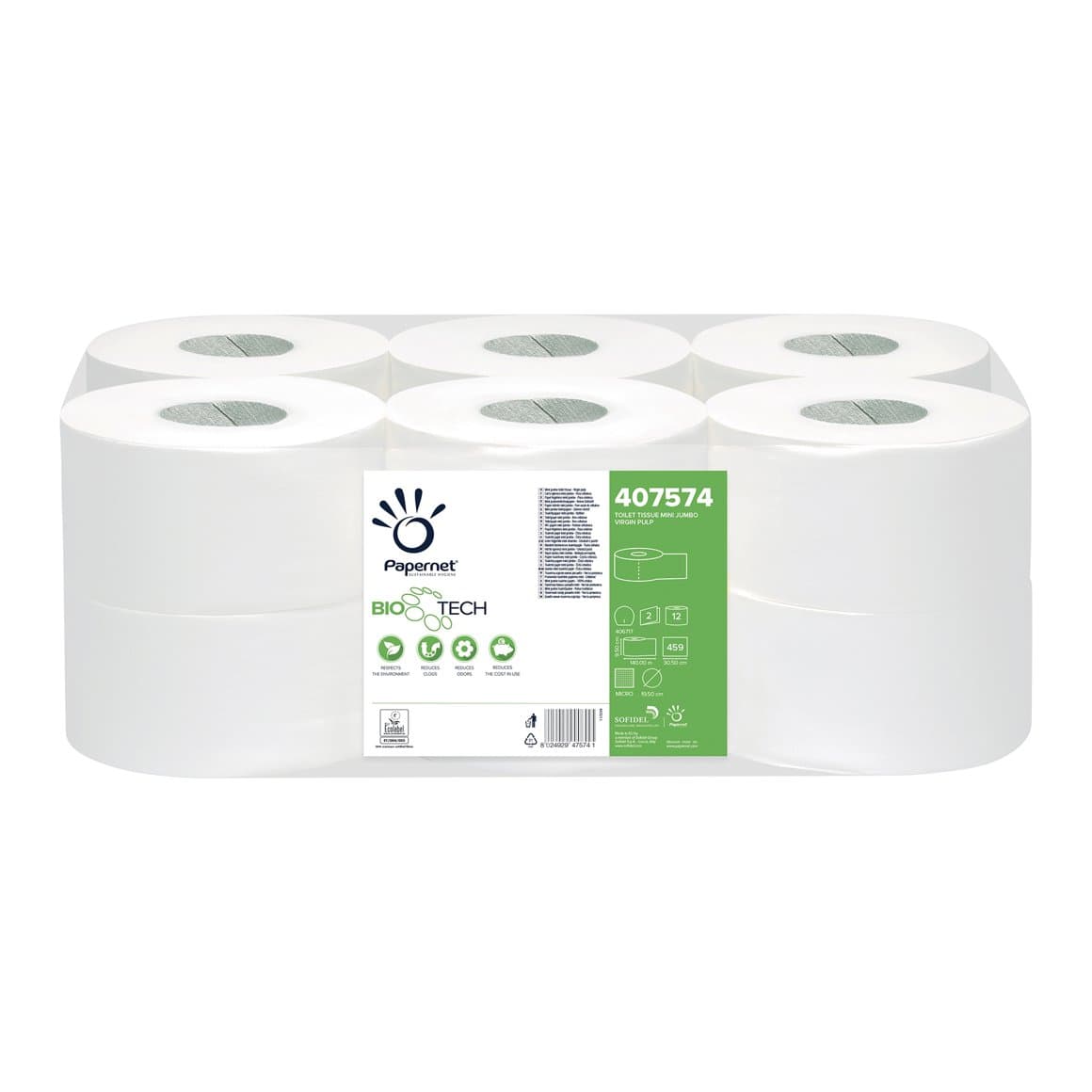 Papernet WC pappír Júmbó Mini BioTech 2l 12rl T2 1