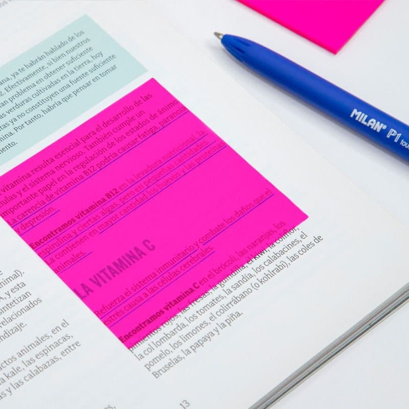 MILAN Post it miði glær, bleikur 76x76mm 4