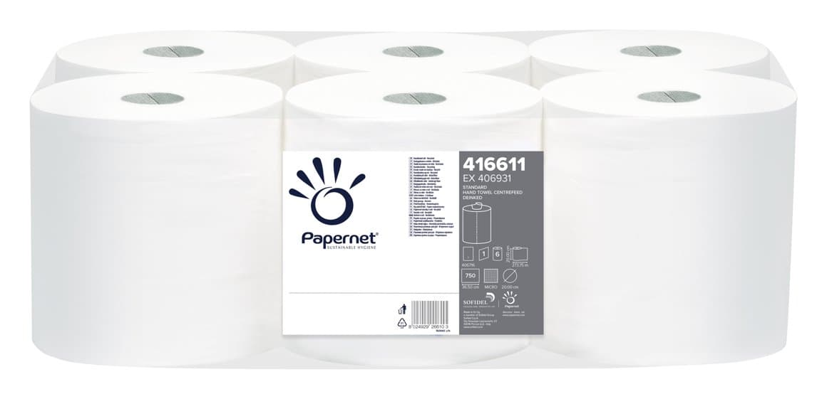 Papernet T-þurrkur Standard/hvítar 6rl 274m M2 1