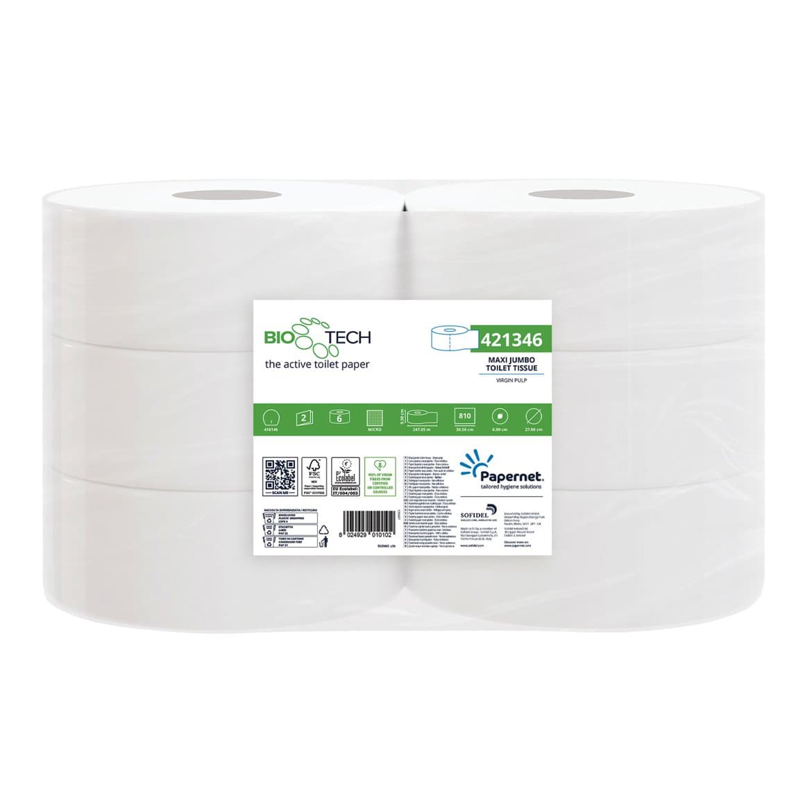 Papernet WC pappír Júmbó BioTech 2l, E 6rl 247m T1 1