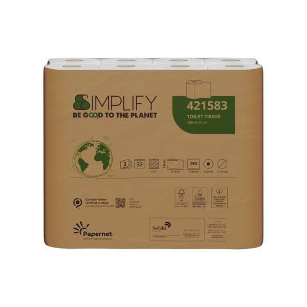 Papernet WC pappír Simplify 3l, 250bl, 32 rl E